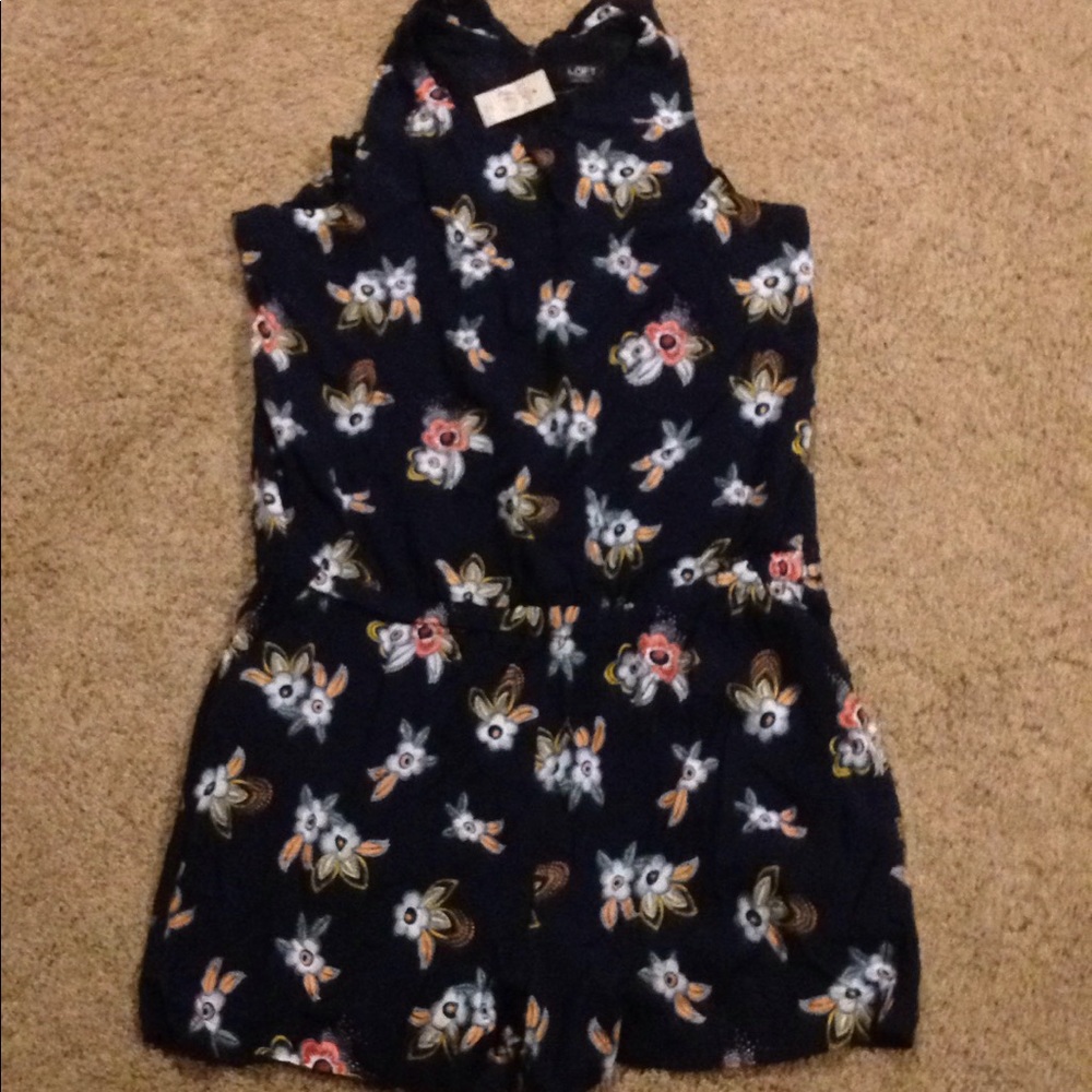 The loft l lp petite flower romper new tags large